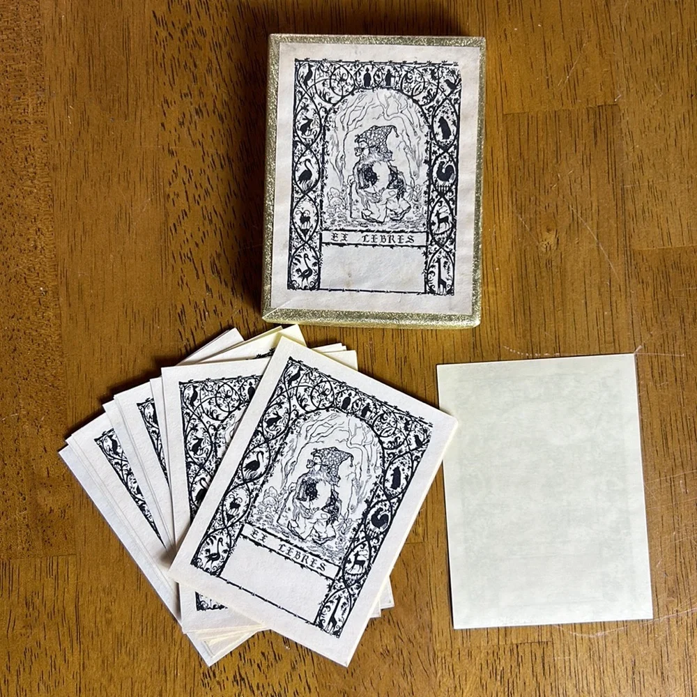 BOOKPLATES Ephemera Antioch Lot Gnome Forest Beach Seagull Japanese Great Wave
